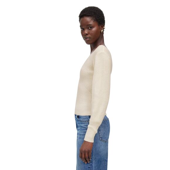 Madewell Wool Cashmere Square Neck Ribbed Pullover Sweater XL NWT - Picture 3 of 9